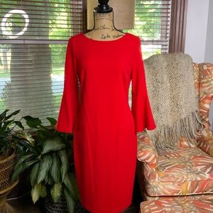 Calvin Klein, red knee length dress
